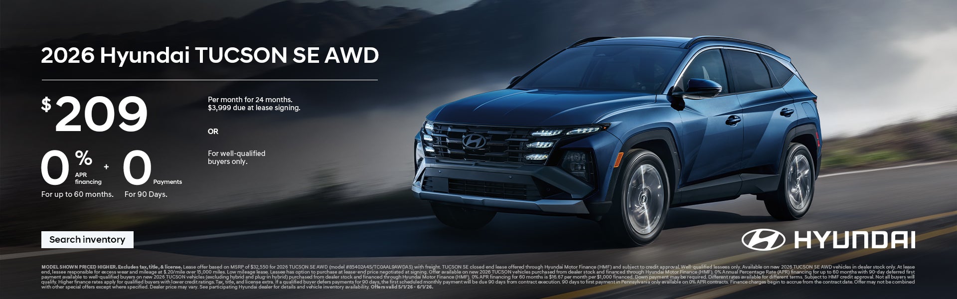 2026 Hyundai Tucson APR or Lease Offer